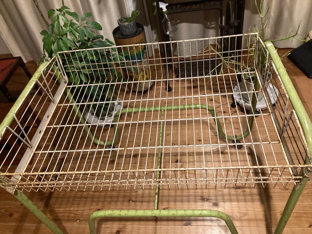 昭和レトロ　ワイヤーワゴン　キャスター付　店舗什器　シャビージャンクガーデン④
