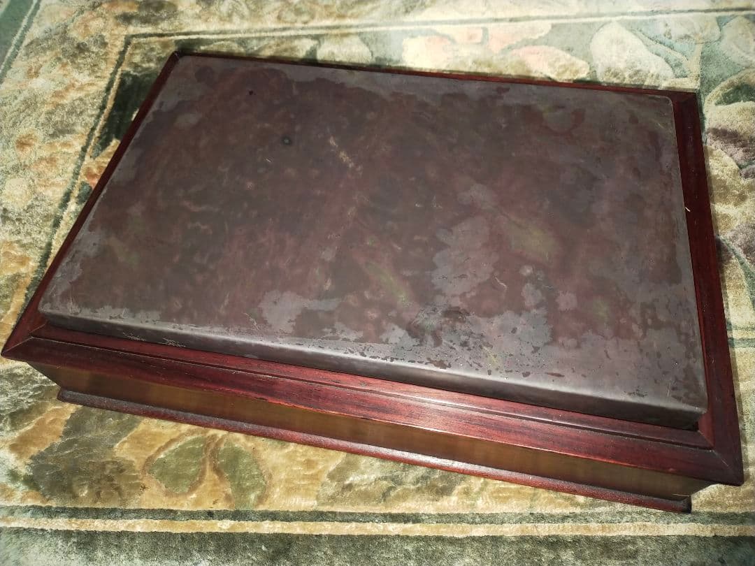 ♥大型　中国　端渓　硯　紫檀ケース付き　6.4ｋｇ　端渓硯　骨董品