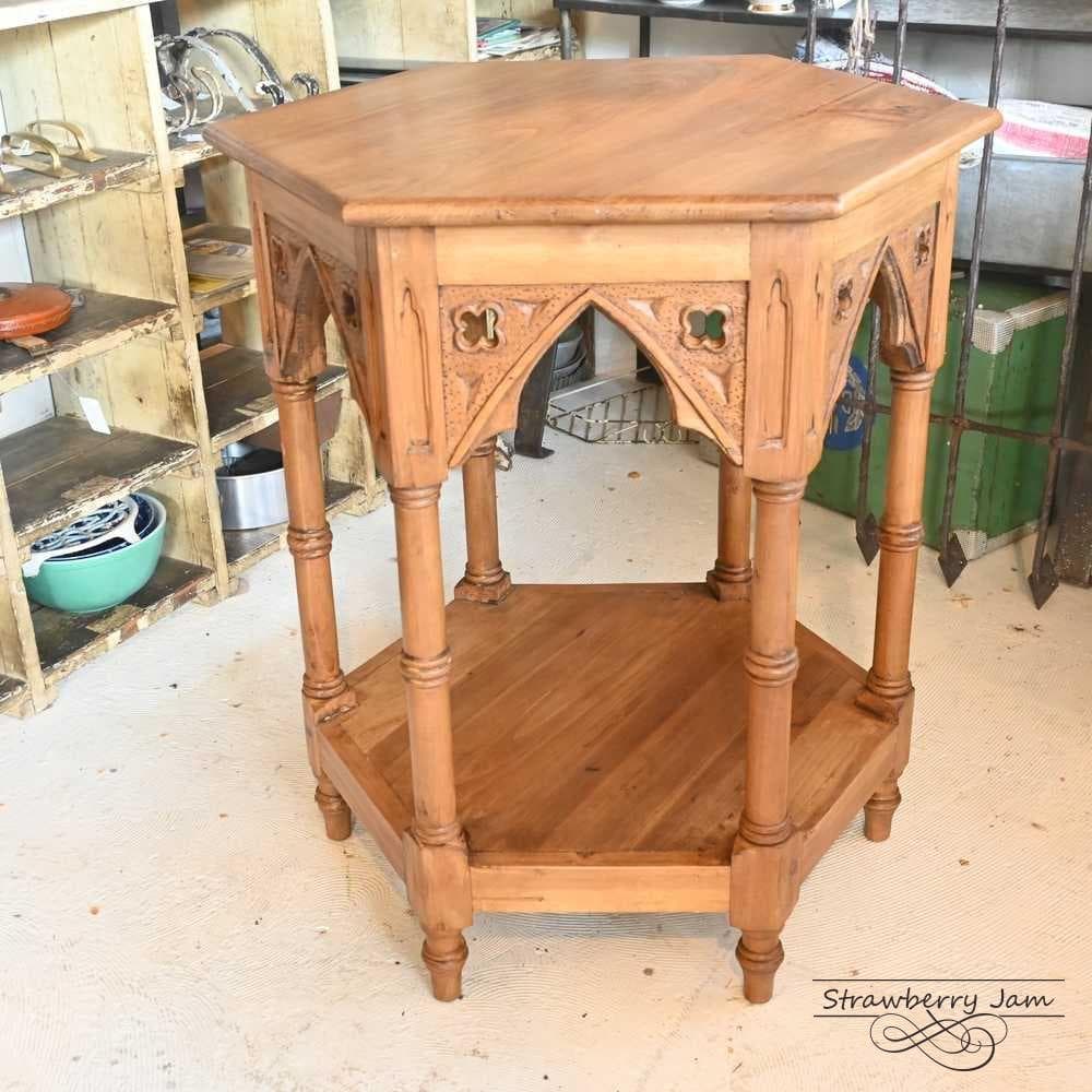 IFU-412 英国アンティーク コーヒーテーブル 花台 教会 スモールテーブル