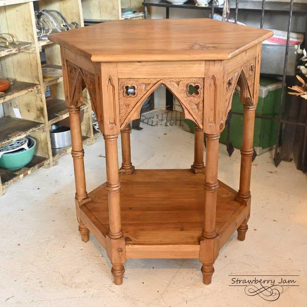 IFU-412 英国アンティーク コーヒーテーブル 花台 教会 スモールテーブル