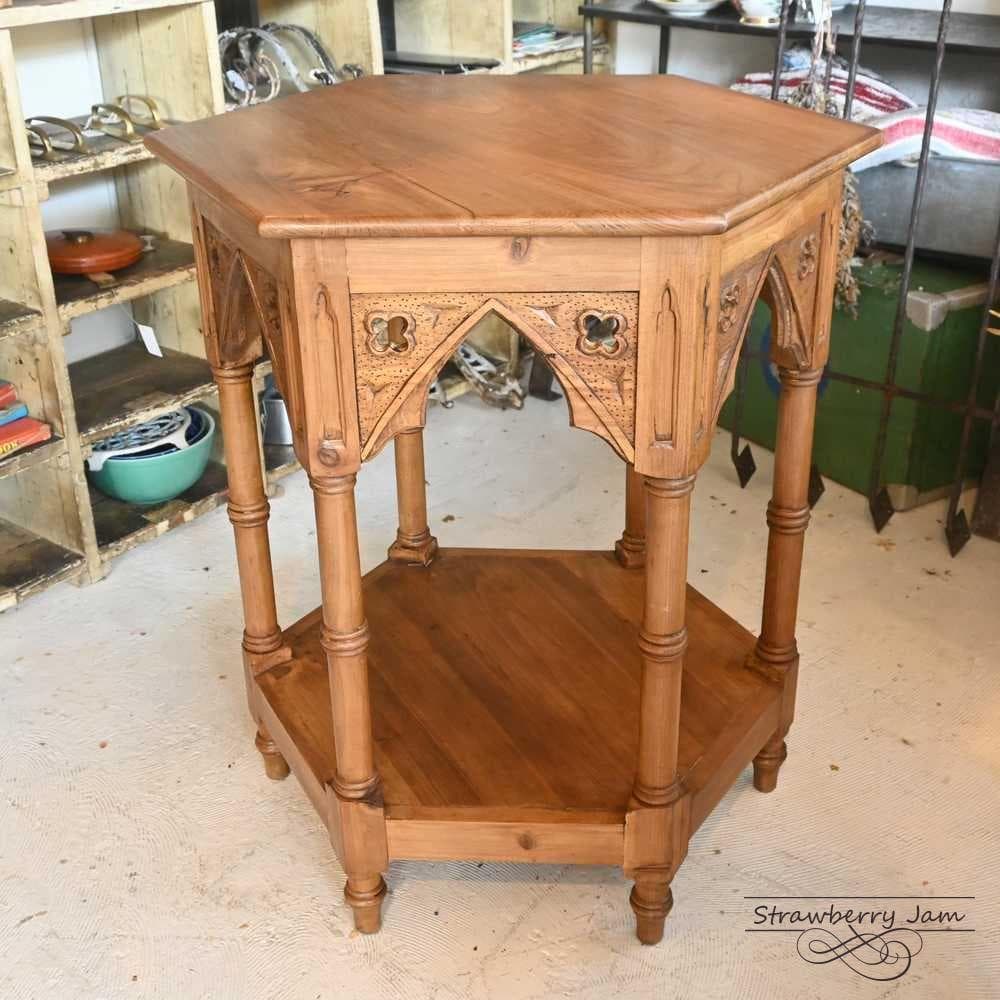 IFU-412 英国アンティーク コーヒーテーブル 花台 教会 スモールテーブル