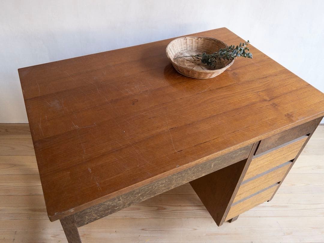 木製デスク　机　作業机　古道具　古家具　ビンテージ　アンティーク　レトロ