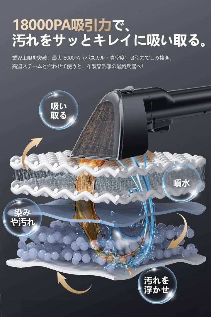 Yadea R6リンサークリーナー 100℃蒸気×超強吸引 カーペットクリーナー
