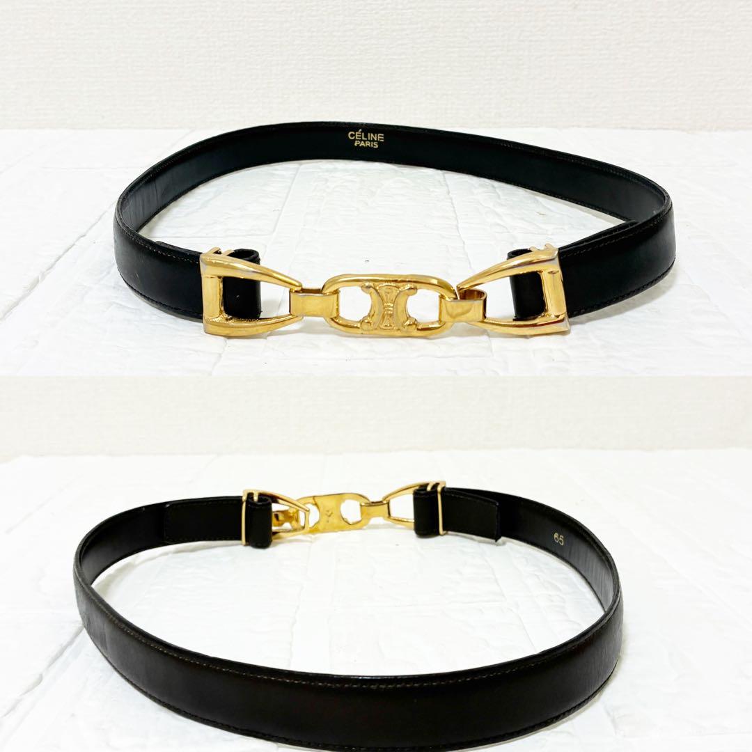 希少　OLD CELINE セリーヌ トリオンフバックル レザーベルト