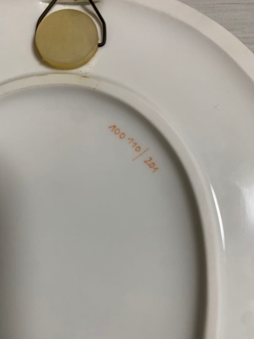 【マイセン】花文レリーフ　プラーク陶板　金縁付き