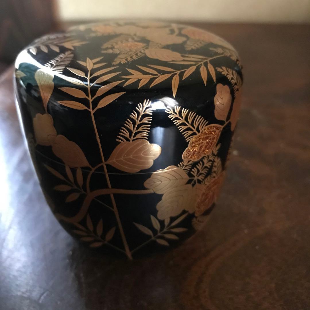 美品　希少　茶道具　棗　大棗　嵯峨蒔絵　村田宗覚　直径7×高7cm