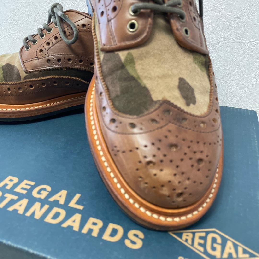 【値下げ】リーガル　ウィングチップ　カモフラ/ブラウン　24.5 ワークシューズ