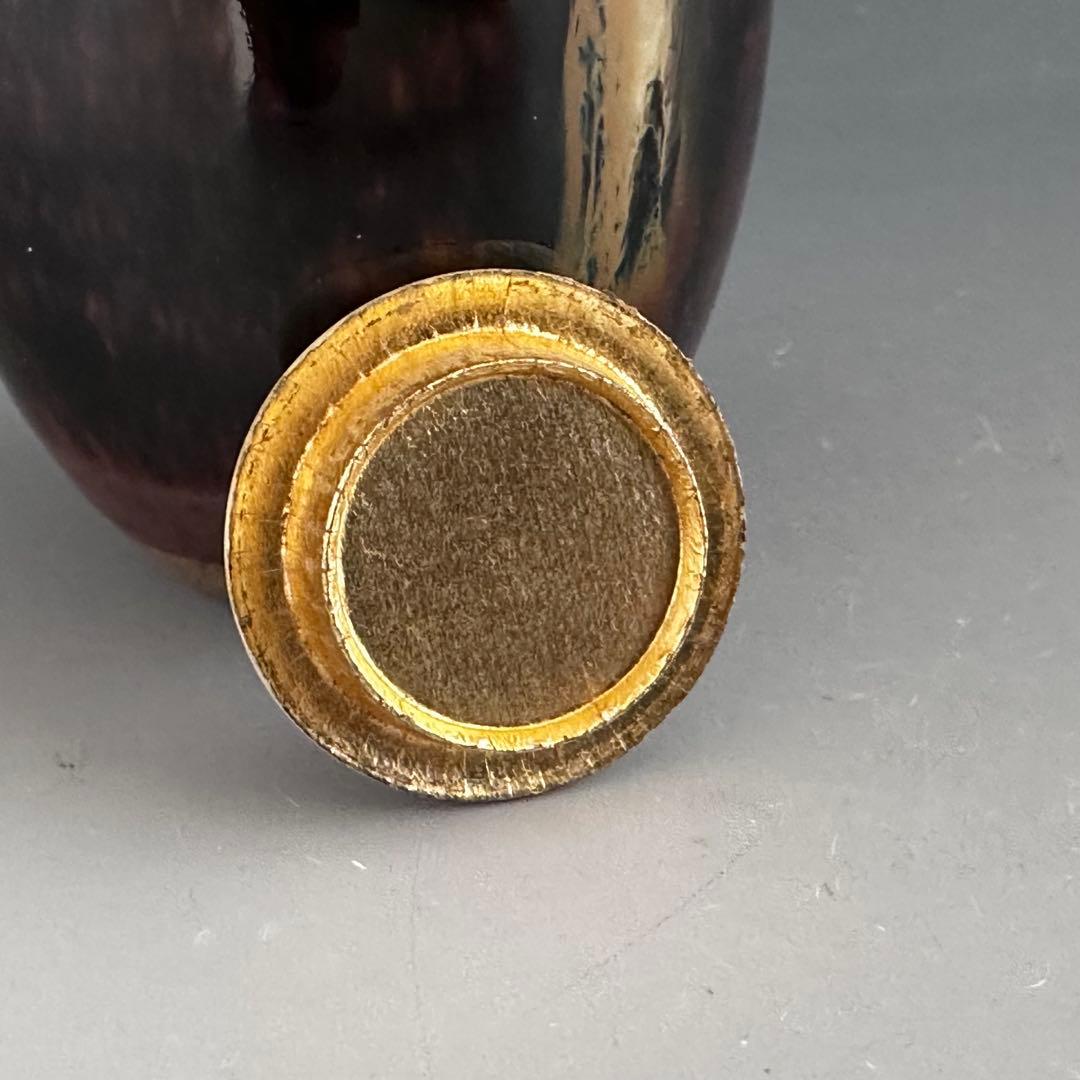 茶道具　高取焼　耳付　茶入　濃茶器　鬼丸雪山　共箱　久田尋牛斎書付　寿色　仕服付