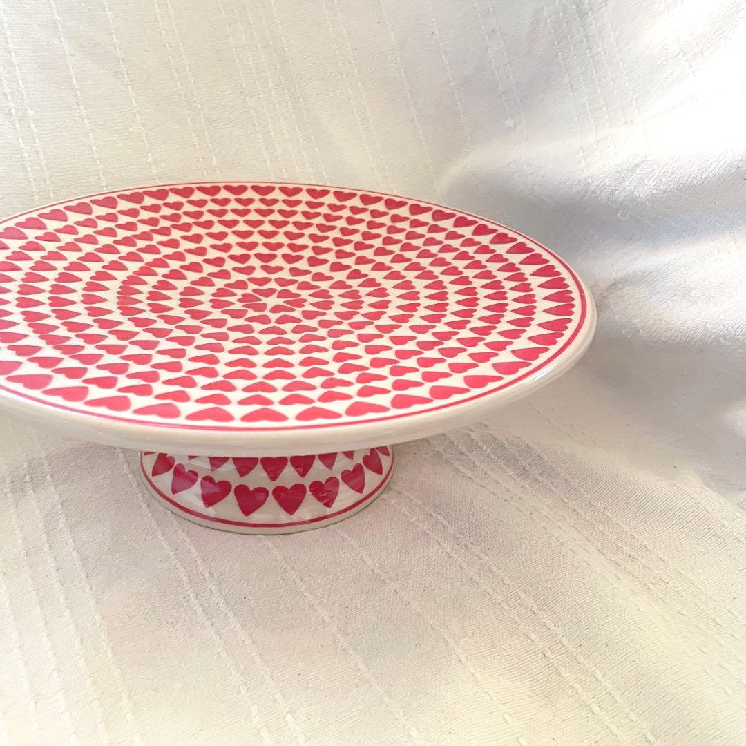 ポーリッシュポタリー　ハート柄　ケーキスタンド