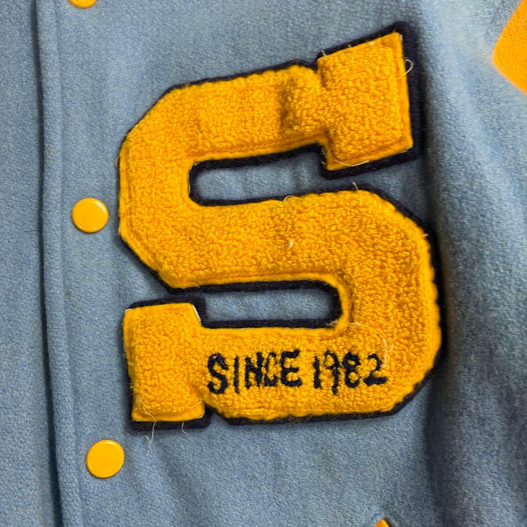 80s スタジャン バーシティ ジャケット ブルー VINTAGE 日本製 本革