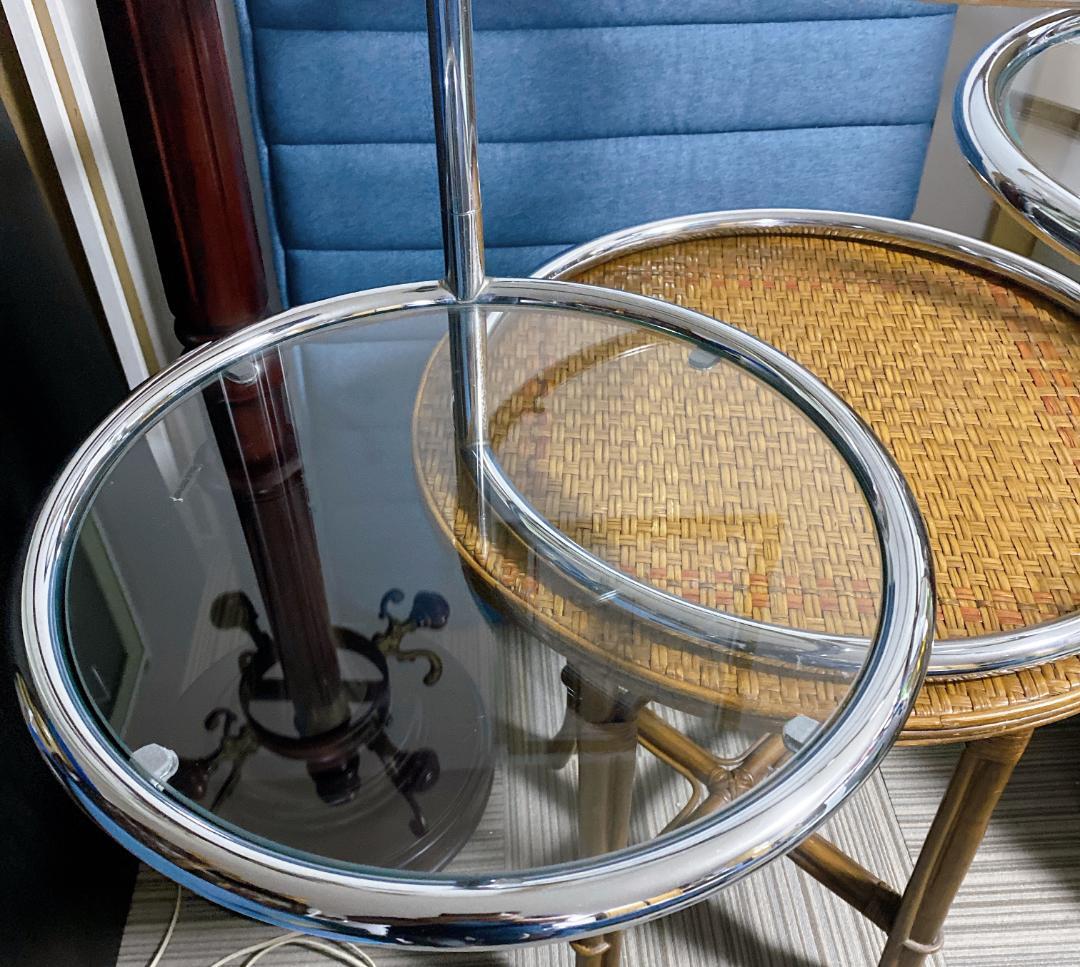 ガラステーブル 3段 丸テーブル サイドテーブル ラウンドガラステーブル