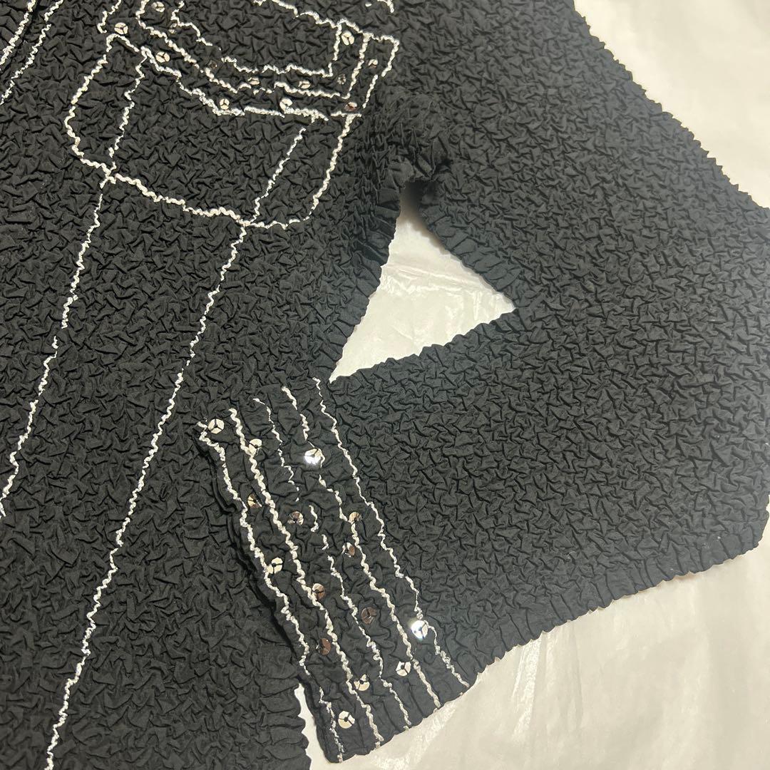 ユキトリイ　YUKI TORI ジャケット　ブラウス Gプリーツ　黒