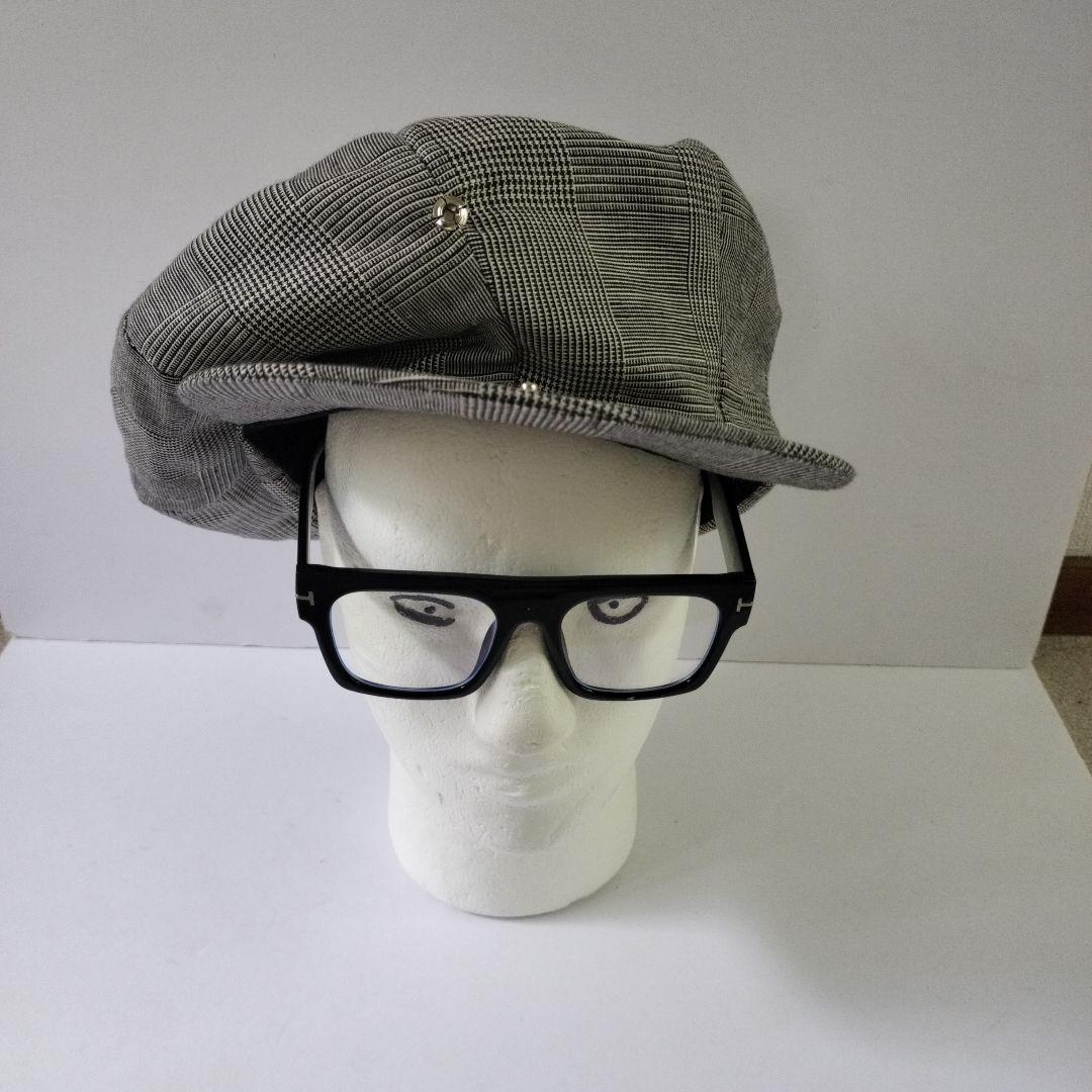 グレー系チェック ビッグアップル　キャスケット