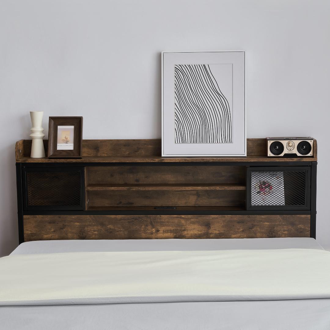 D・ダブル　コンセント付き 宮付き 木 コンセント ベッドフレーム　おしゃれ