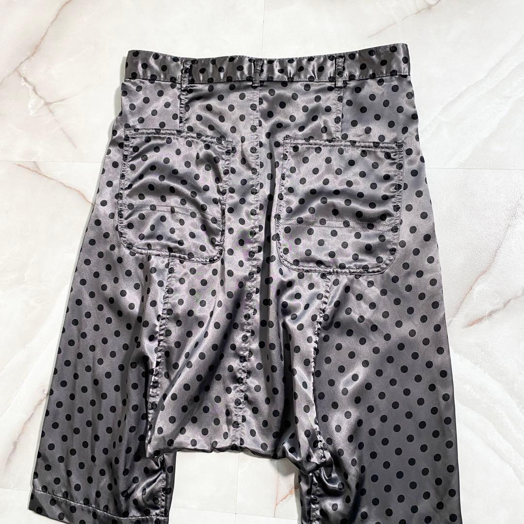 A17262 美品 コムデギャルソン ドット柄 サテンサルエルハーフパンツ 銀