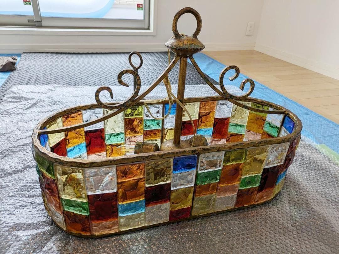 【超希少】イタリア製　シャンデリア　照明　アンティーク　ガラス　ビンテージ