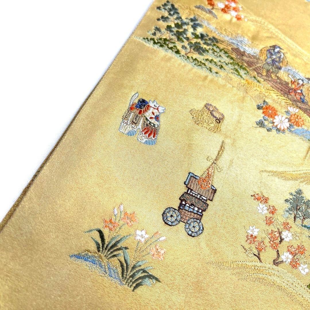 金泥箔　本金箔　袋帯　馬　こけし　ウマ　風景文様　着物　016b p