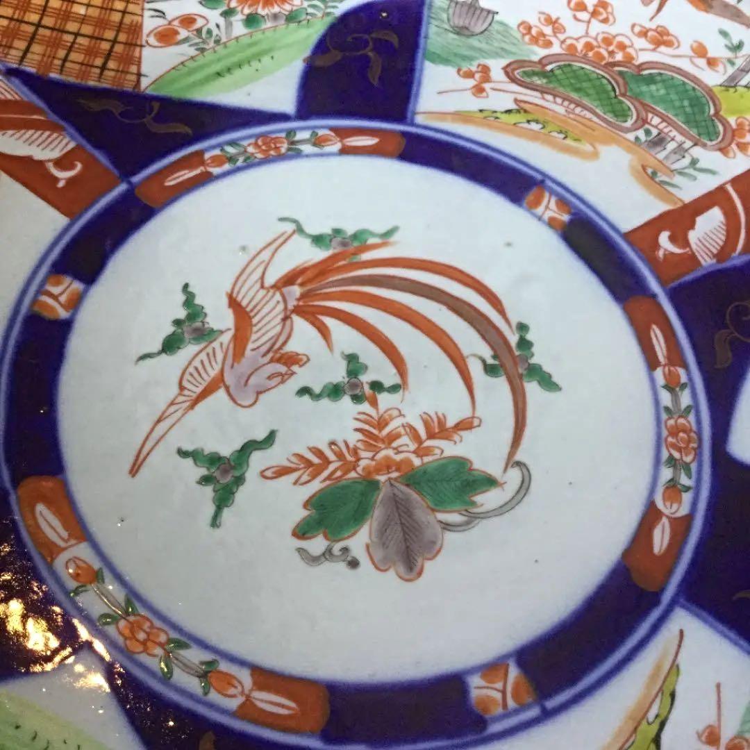 333 古伊万里 染錦手 大皿 鳳凰 紋様 一枚 1尺5寸