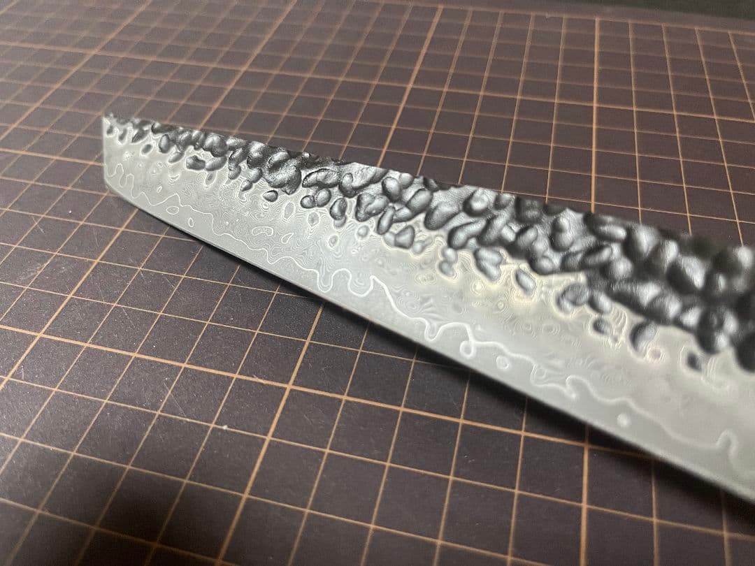 Ｖ金10号 刺身包丁 黒打鍛造 ダマスカス V10 八角柄 先丸柳刃 包丁