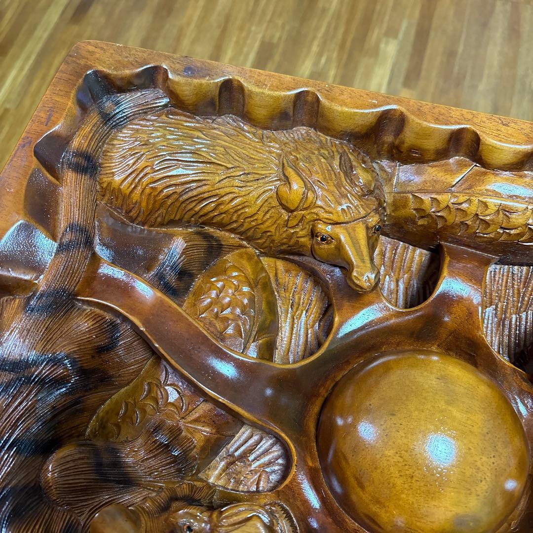 中国美術 木彫 彫刻 天然木 テーブル 美術品