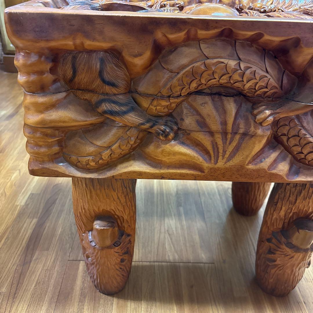 中国美術 木彫 彫刻 天然木 テーブル 美術品