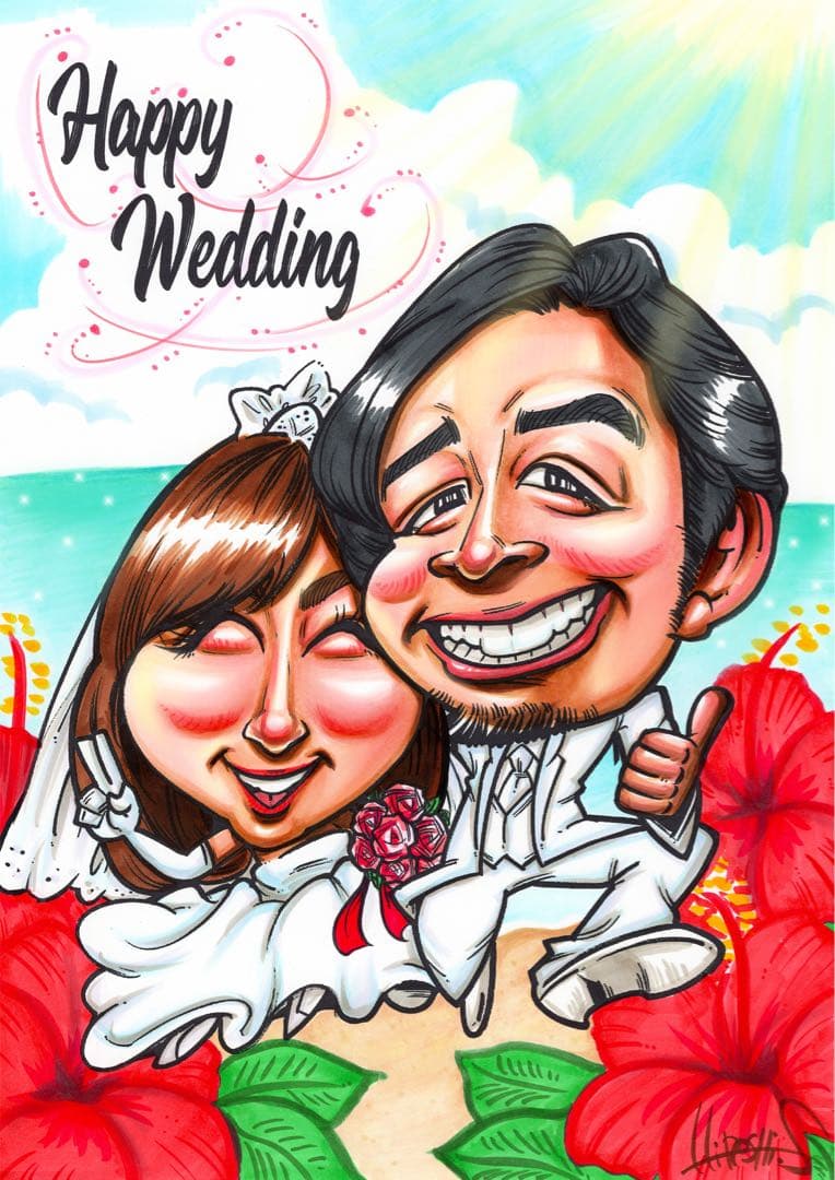 世界で1枚のオーダーメイド似顔絵★プレミアムver★結婚式