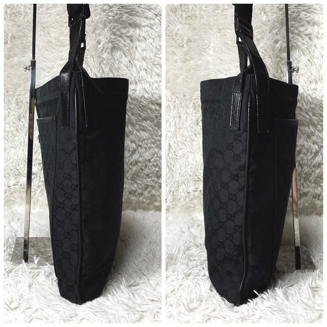 【美品】GUCCI グッチ　ショルダーバッグ　キャンバス　ブラック　黒　大容量