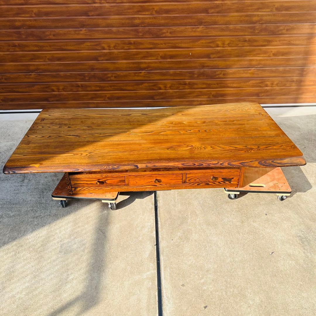 美品 高級 座卓 センターテーブル 一枚板 無垢 和室 ローテーブル 引き出し