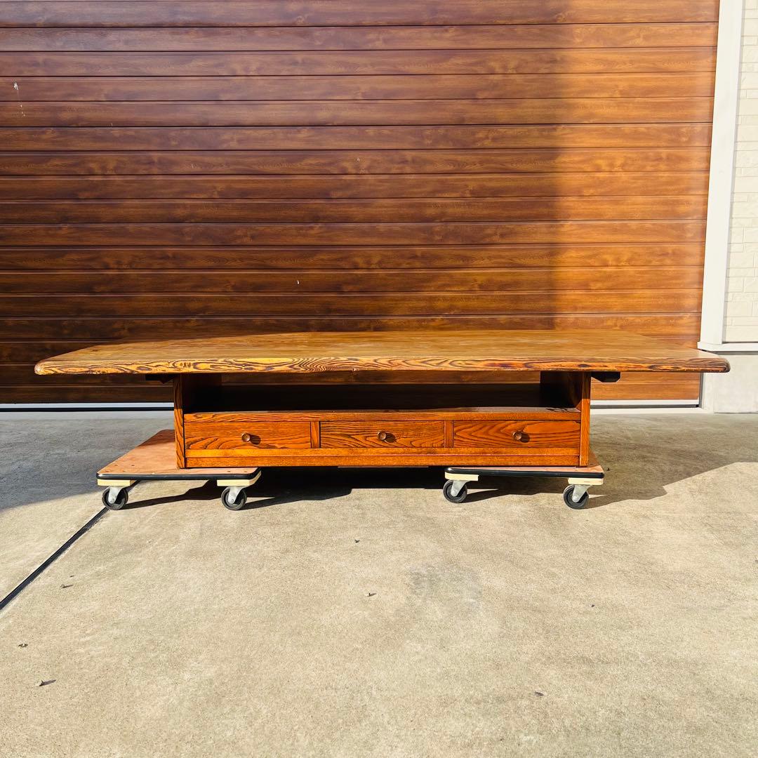 美品 高級 座卓 センターテーブル 一枚板 無垢 和室 ローテーブル 引き出し