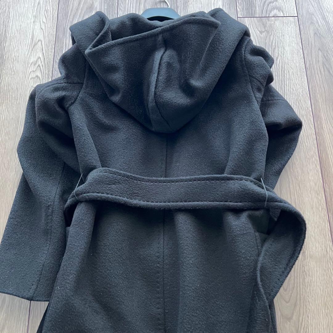 MAX MARAリアルトキャメル 100% フーデット コート - Black