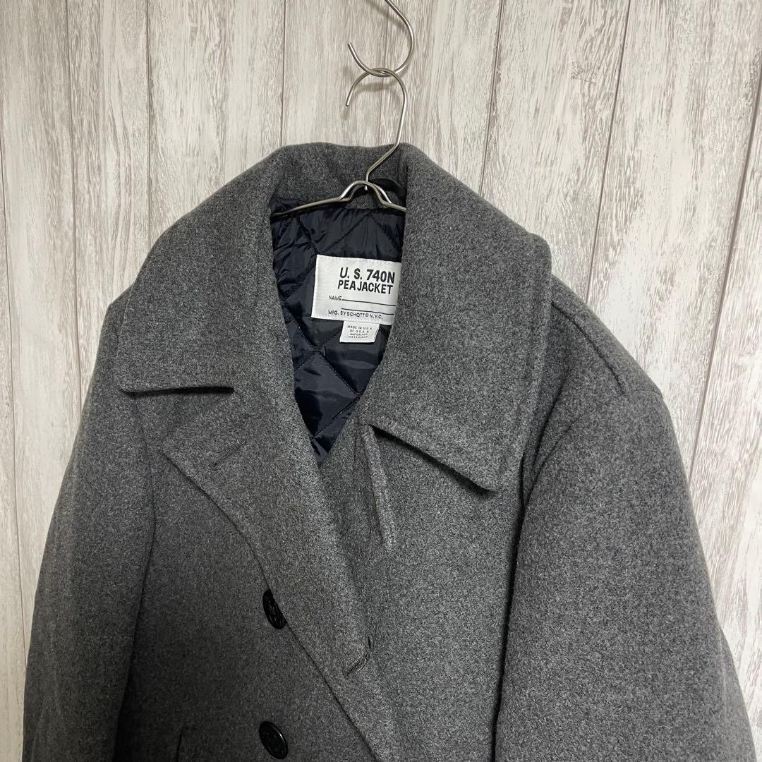 ホワイトラビット☆ Schott ピーコート グレー キルティング