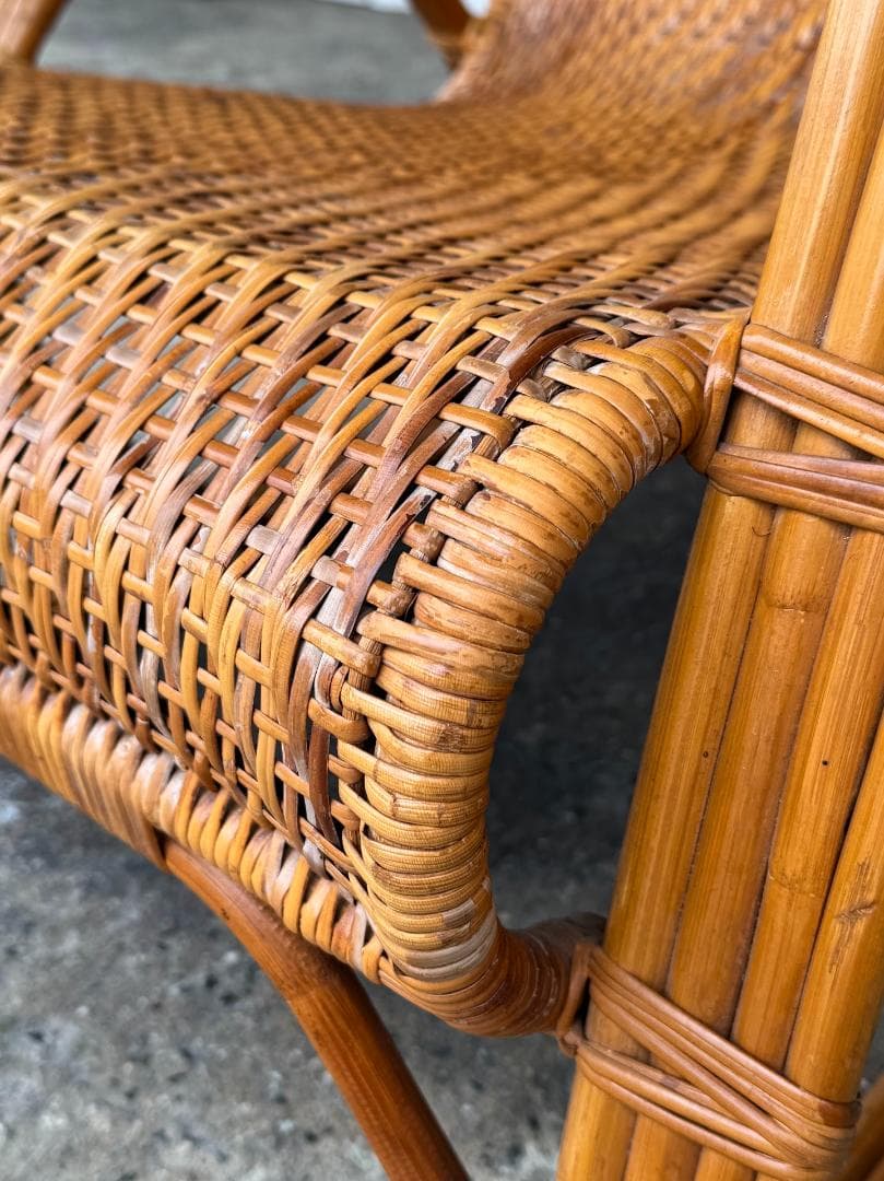 ラタンラウンジチェア_A　ヴィンテージ　北欧　アンティーク　パーソナルチェア