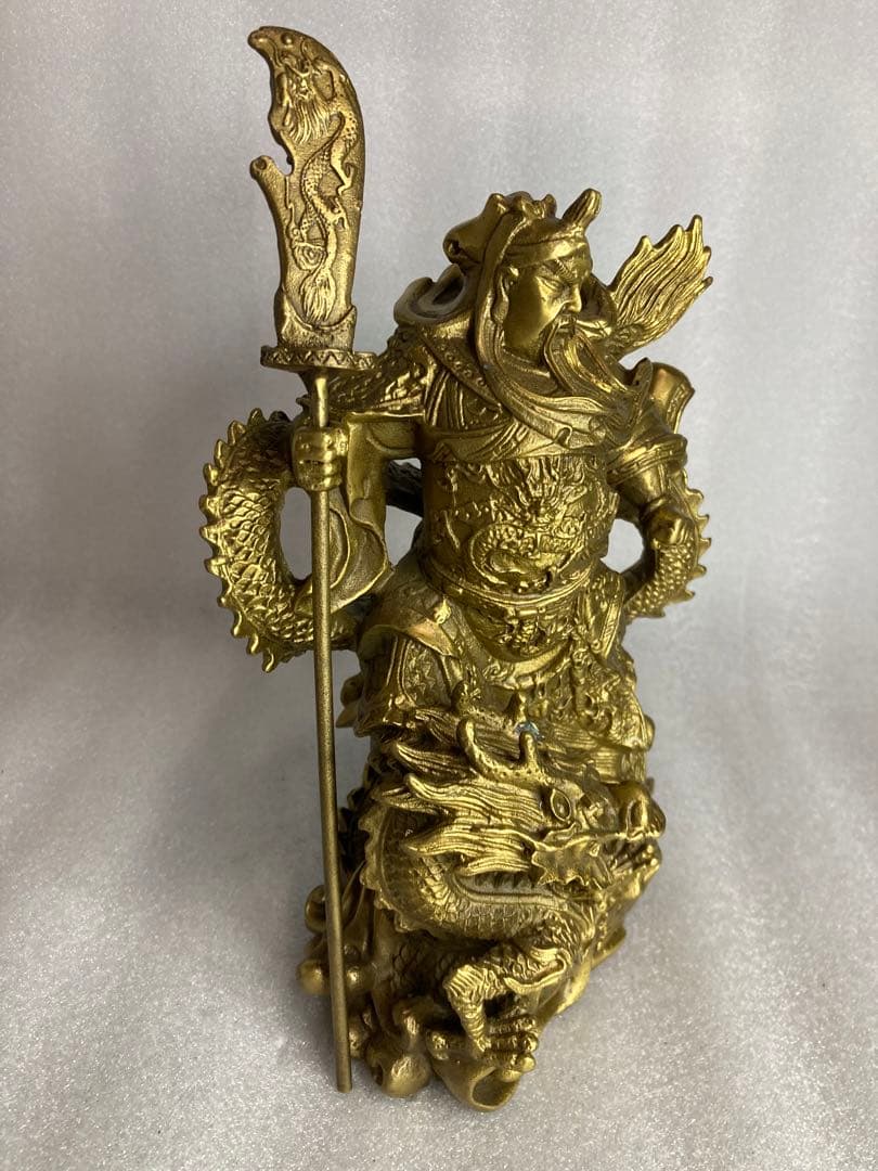 三国 関羽 雲長 武聖 龍 金属製 オブジェ 置物 セット