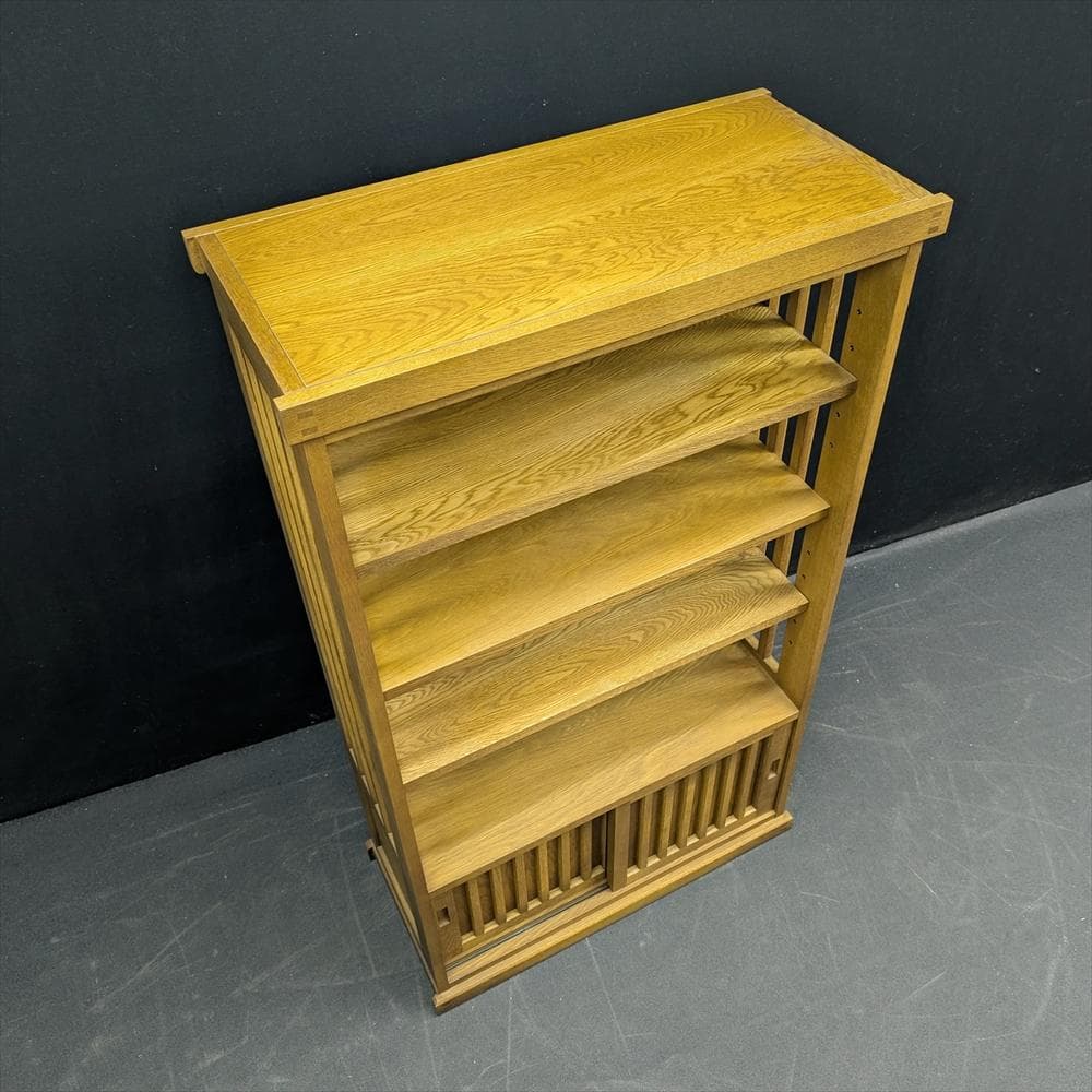 展示品　北海道 旭川家具　北樹　すのこ棚　楢 ナラ材　飾り棚　茶棚　キャビネット