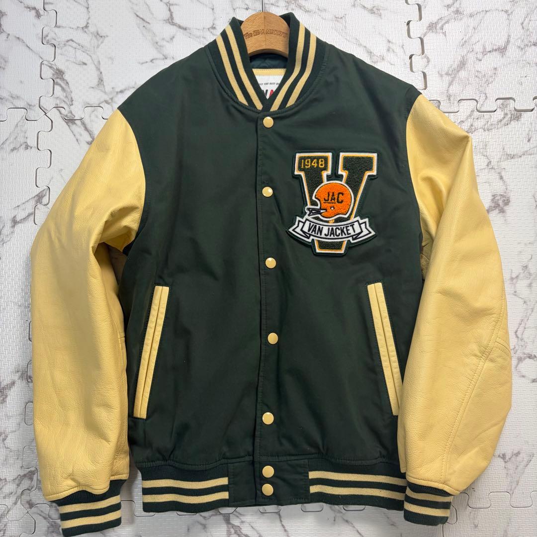 希少✨VAN JACKET スタジャン 緑 アーチロゴ ワッペン グリーン