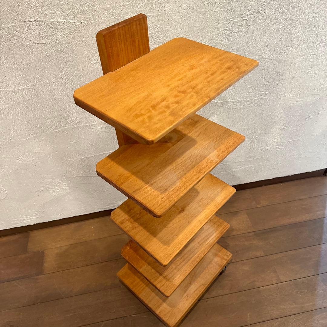 キャスター付きフリーラック 5段 ブラックチェリー無垢