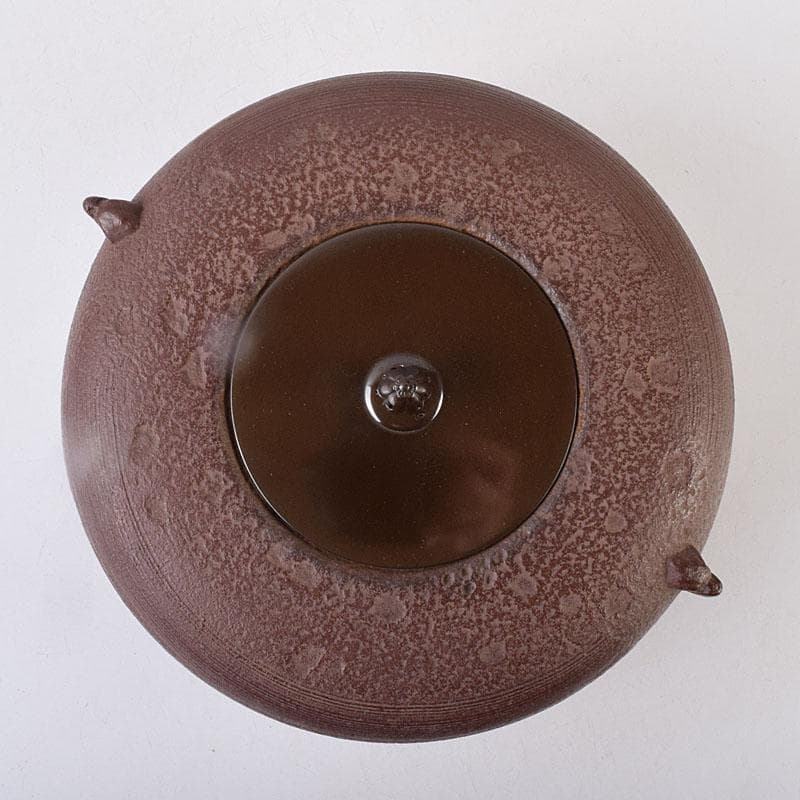 煎茶道具　佐藤浄清作　了々斎好　刷毛目　風炉釜　鉄釜　共布共箱　M　R9052H