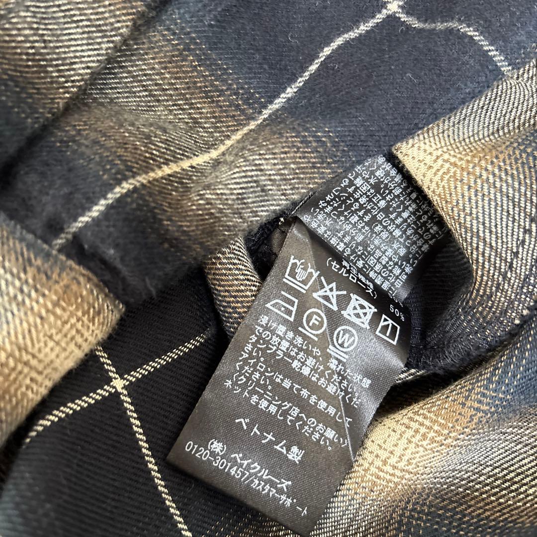 スピック&スパン　メタルボタンオンブレーチェックルーズシャツ　ブラック