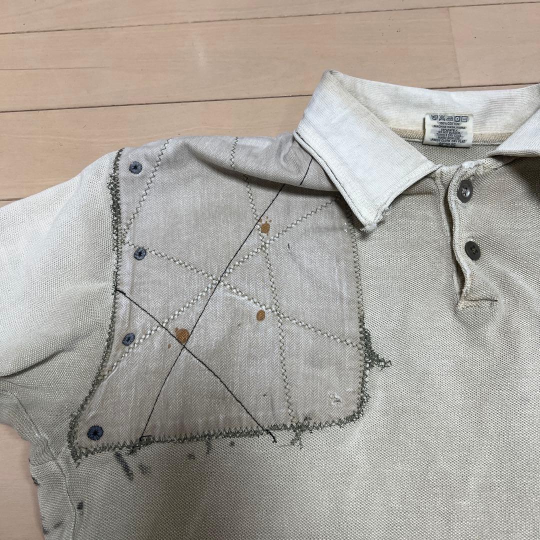 【希少】KAPITAL ヴィンテージ ポロシャツ カーキ パッチワーク 古着