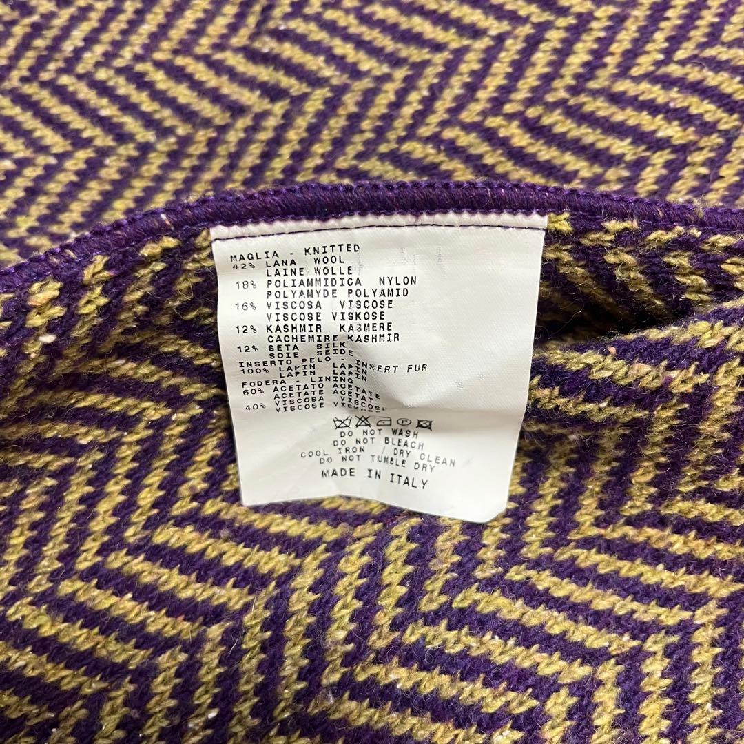 希少 ETRO エトロ ニット カーディガン カシミア混 ファー ビジュー 42