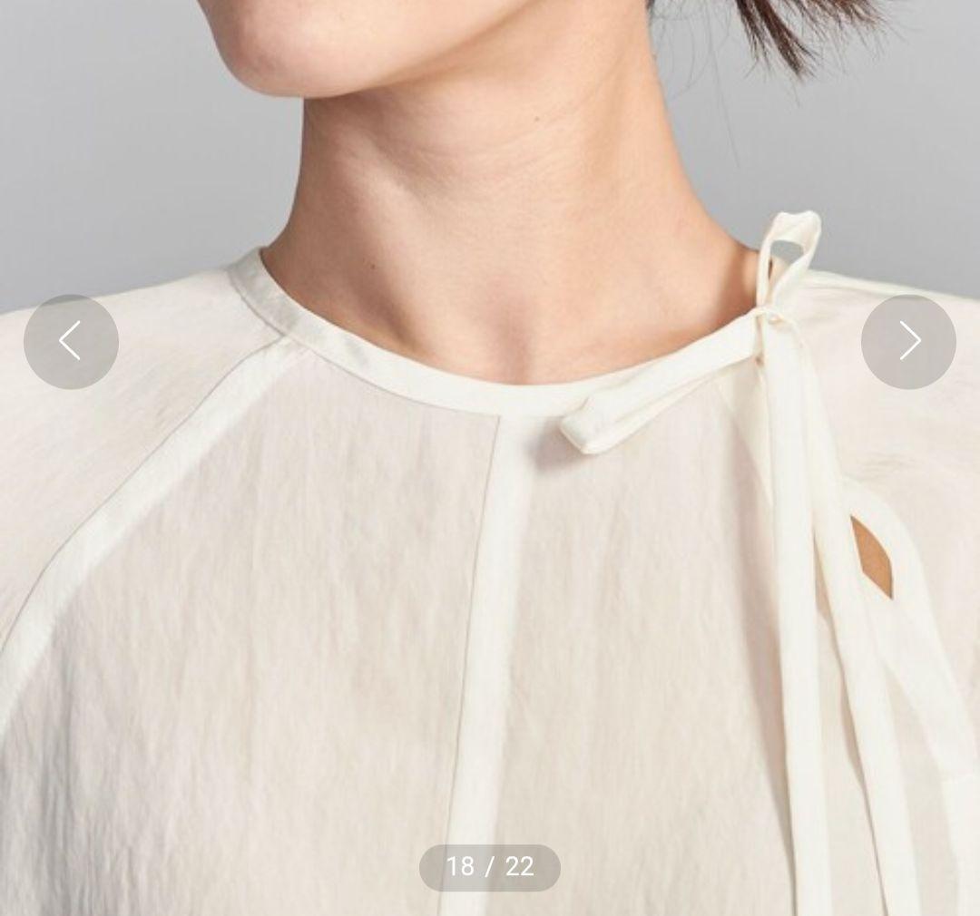 BEAUTY&YOUTH キュプラ リボンタイノーカラーブラウス