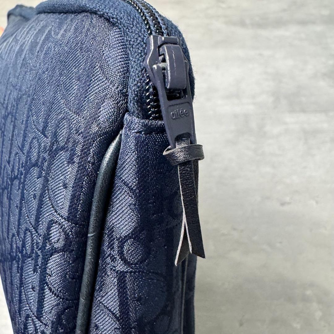 極美品 Christian Dior トロッター柄 セカンドバッグ ネイビー 紺