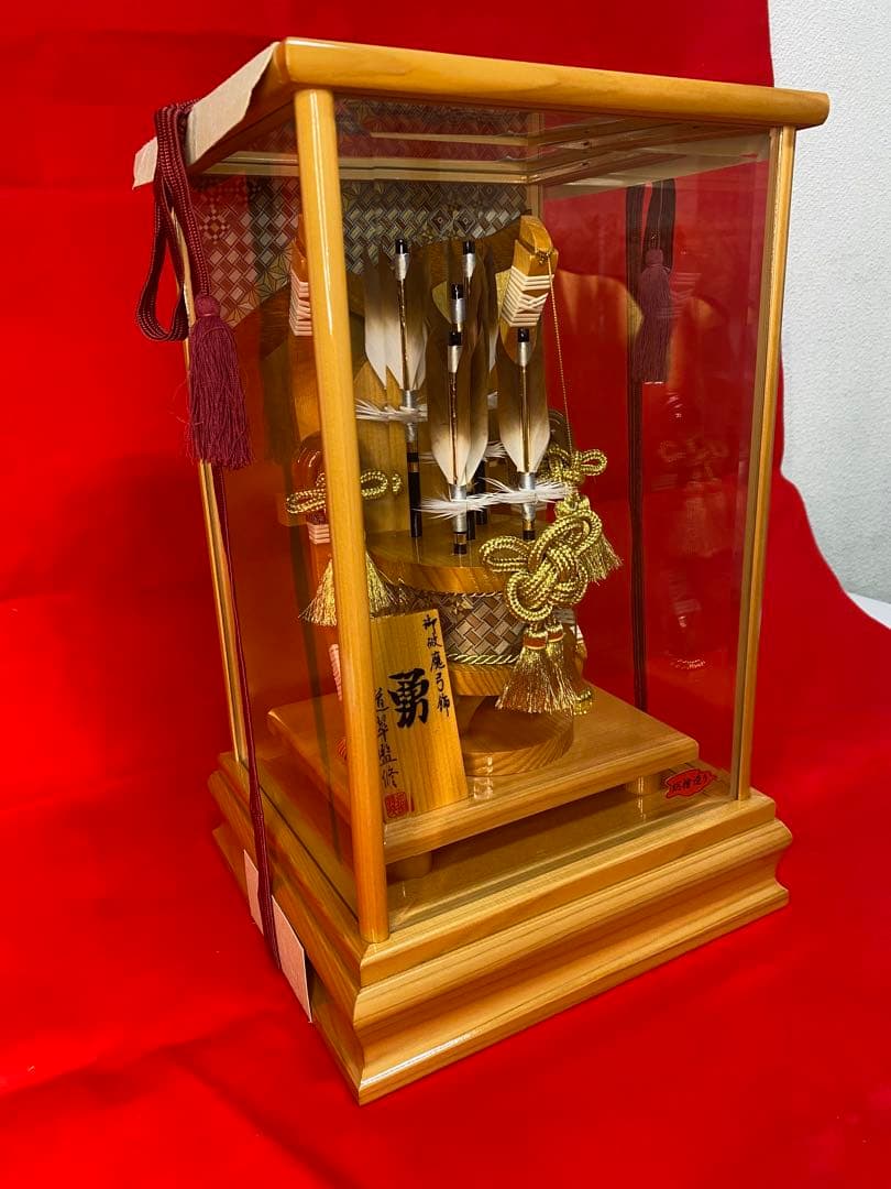 伝統工芸　奇木細工　道翠監修　破魔弓　総檜造りガラスケース