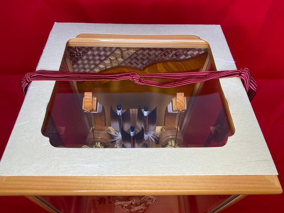 伝統工芸　奇木細工　道翠監修　破魔弓　総檜造りガラスケース