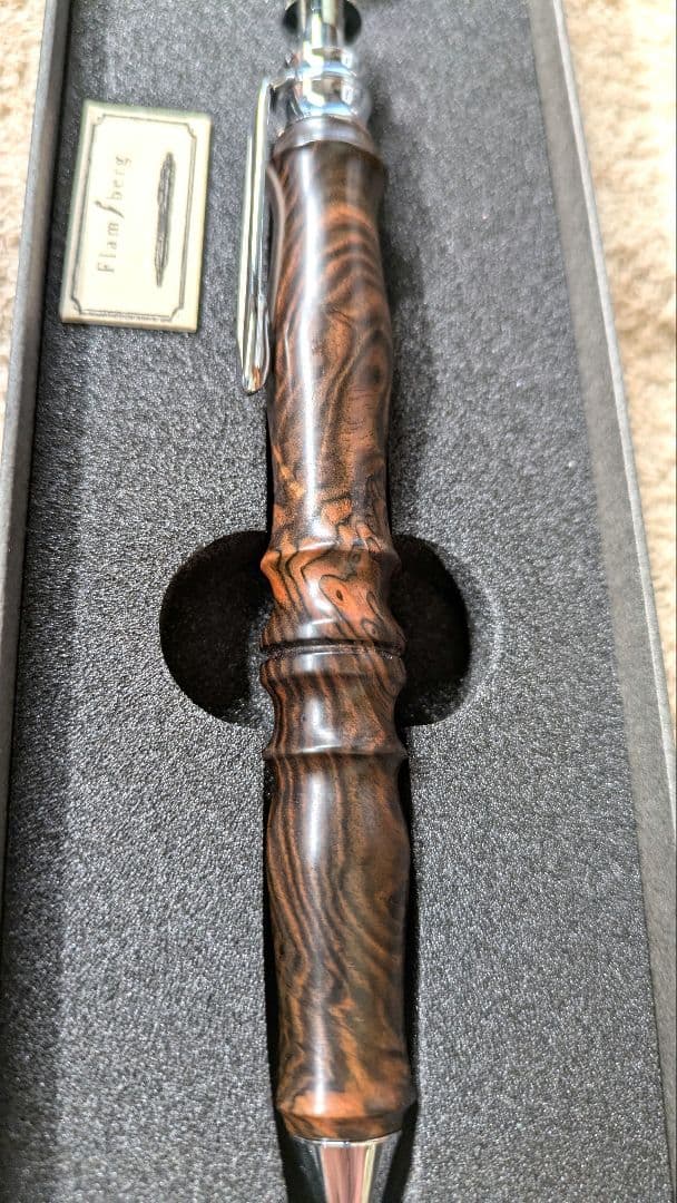 Flamberg　黒檀瘤　特上縞杢　サンピューラ　ボールペン　専用箱付き