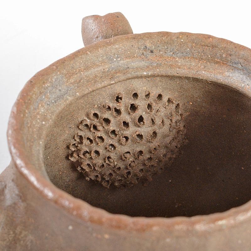 煎茶道具　萬古焼　古稀一光作　手捻　横手急須　茶壷　D　R5552