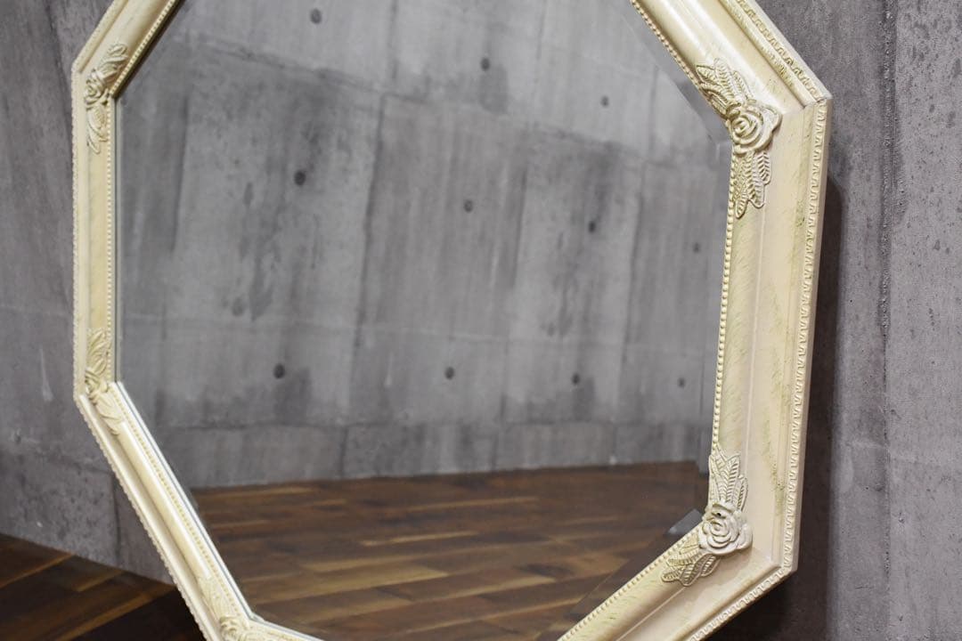 CHC71 シャビーシック オクタゴンミラー レリーフ アンティーク調 八角形