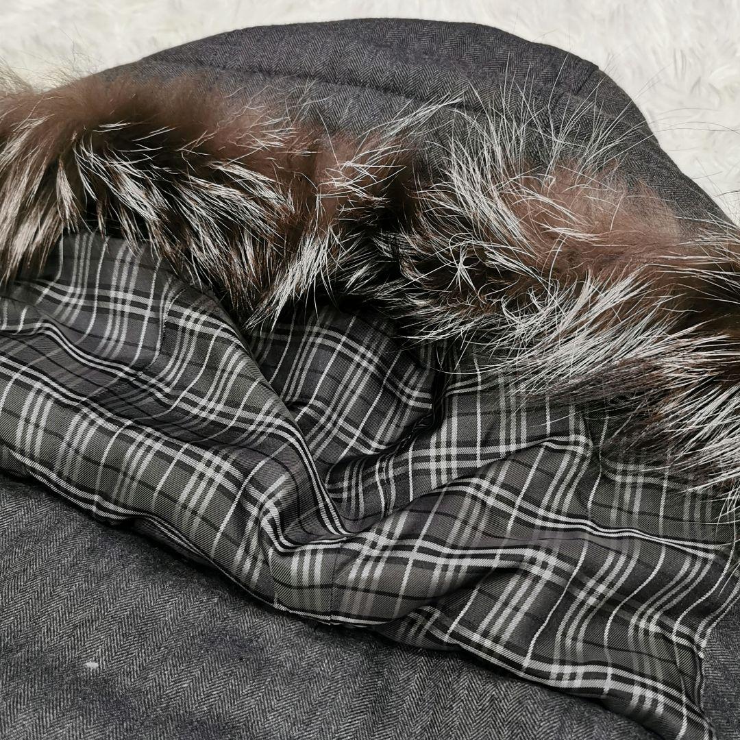 美品 バーバリーブラックレーベル ウール 着脱可ファー付 ダウンコート Mサイズ