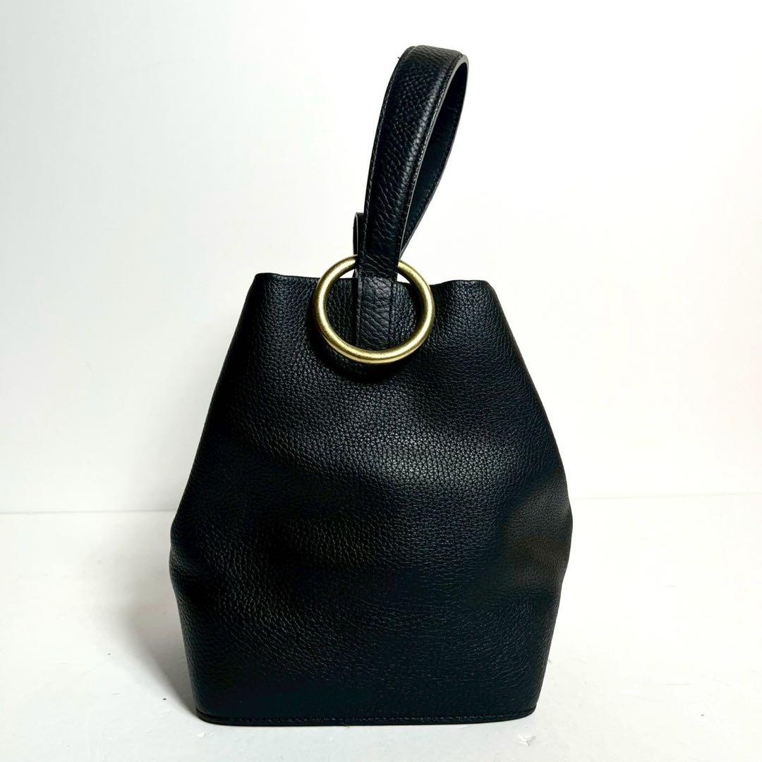 【未使用に近い✨】マロウ Ring Handle ブラック ハンドバッグ シボ