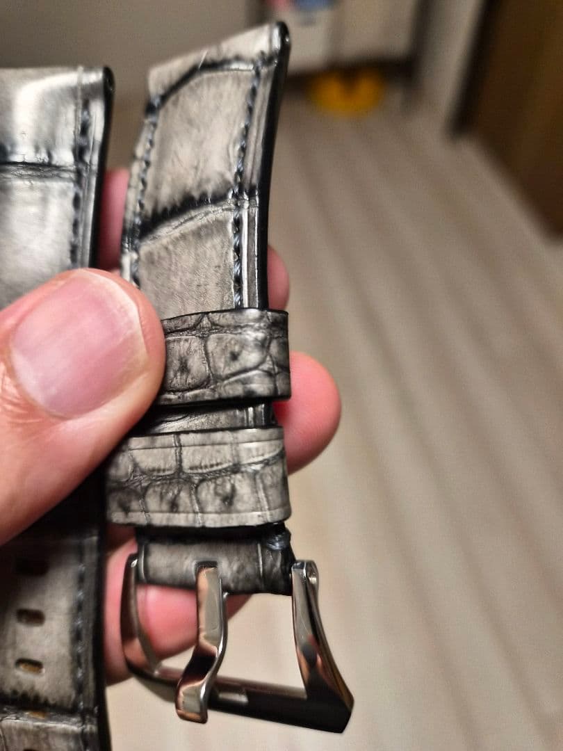 レザー時計ベルト グレー ブラック 箱付き　松下庵